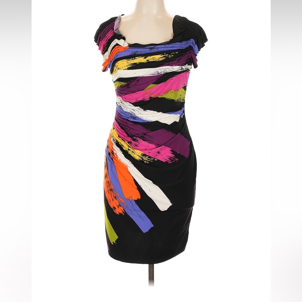 VTG Rampage Black Multicolor Mini Dress 80s fabric patchwork NWT! Art to wear